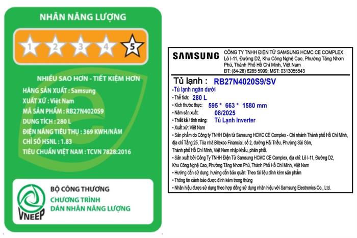Tủ lạnh Samsung Inverter 280 lít RB27N4020S9/SV